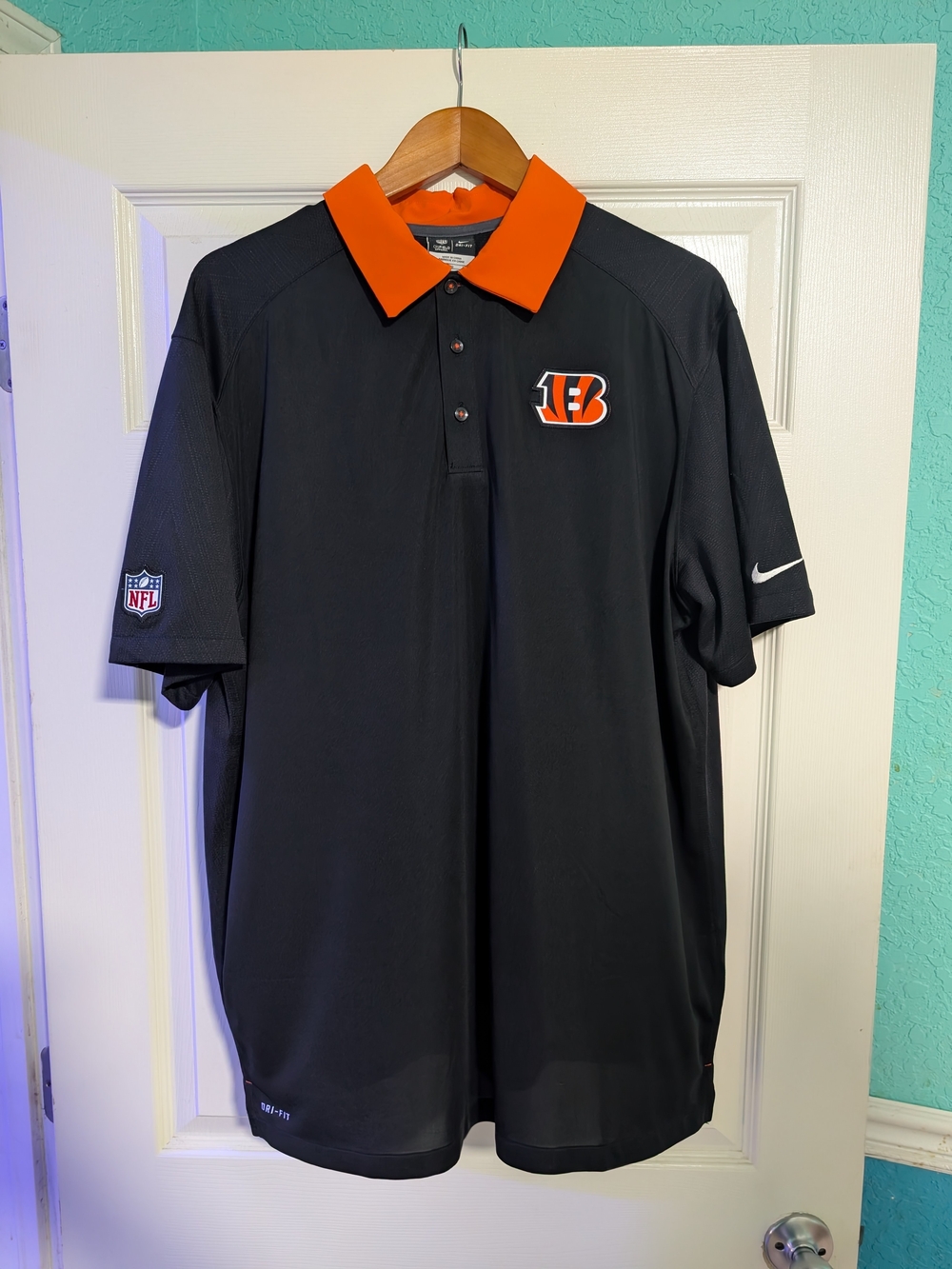NFL Cincinnati Bengals Black and Orange Polo Shirt